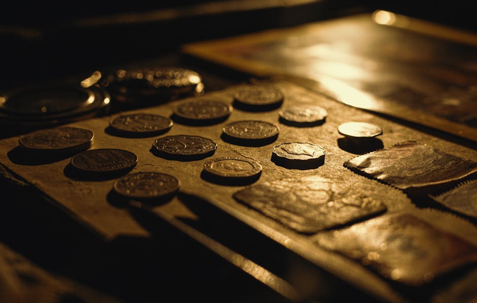 Exposición de monedas antiguas hecha por derecho UV