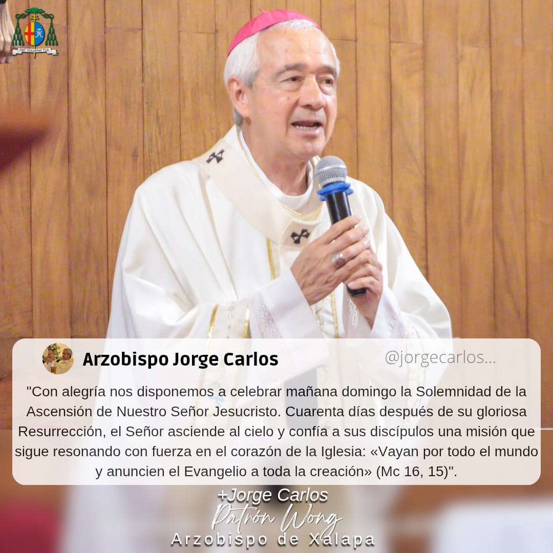 Arzobispo de Xalapa Jorge Carlos Patrón Wong durante su mensaje por la Jornada Mundial de las Comunicaciones Sociales