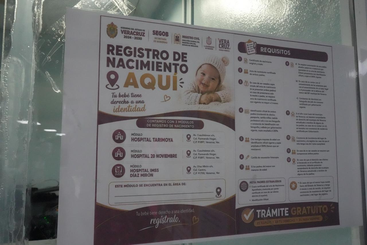 DIF Veracruz instala módulos gratuitos para registro de recién nacidos