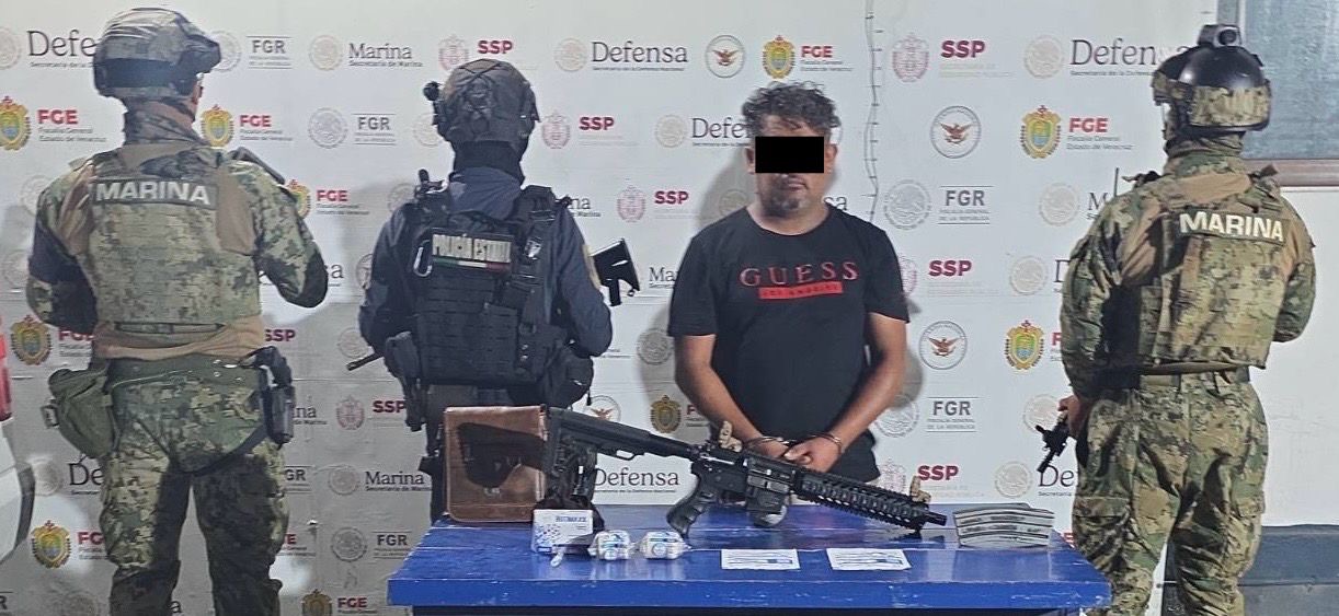 Elementos de seguridad durante operativo en zona norte de Veracruz