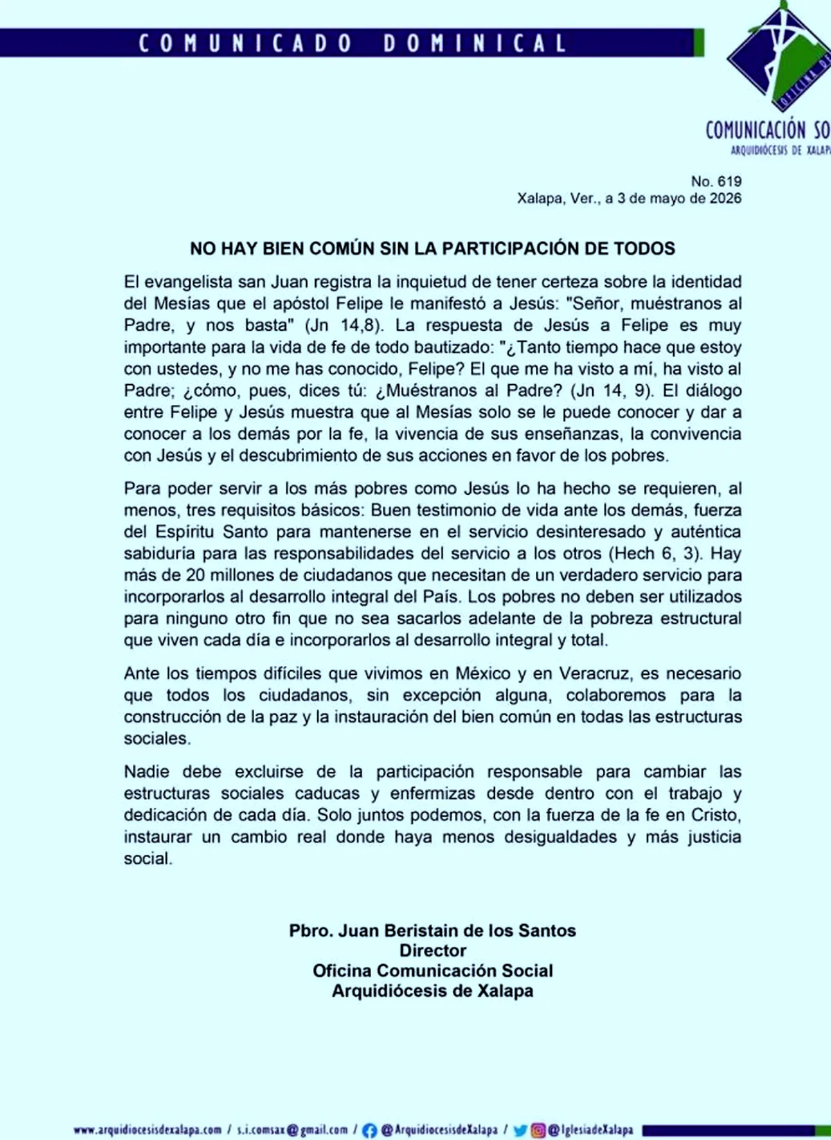 Participación Responsable Solicitada por la Iglesia Católica para Cambio de Estructuras Sociales Obsoletas e Insaludable — Hoy Xalapa