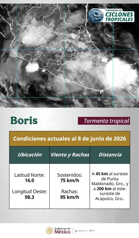 Tormenta tropical Boris cerca de Punta Maldonado, Guerrero