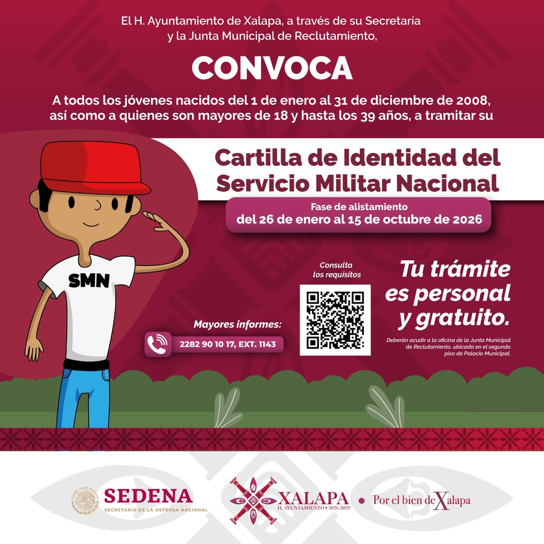 Trámite de Cartilla de Identidad del Servicio Militar Nacional en el Palacio Municipal de Xalapa
