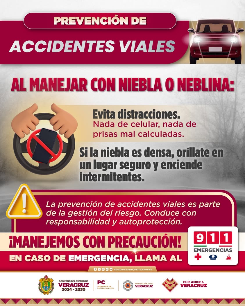 conducir-en-niebla-veracruz Automóvil circulando en carretera con niebla en Veracruz