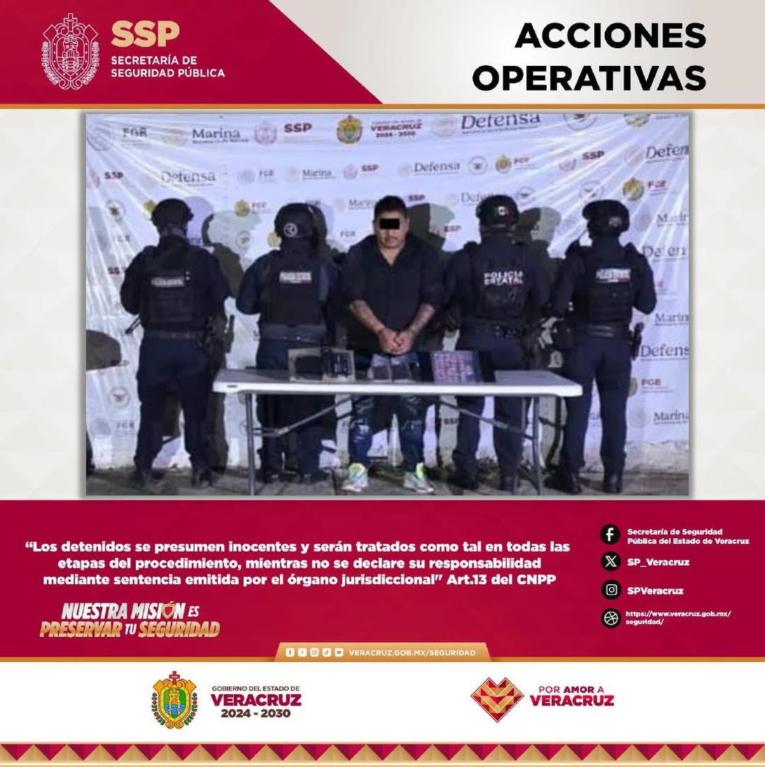 Operativo de la SSP Veracruz con detenidos y aseguramientos