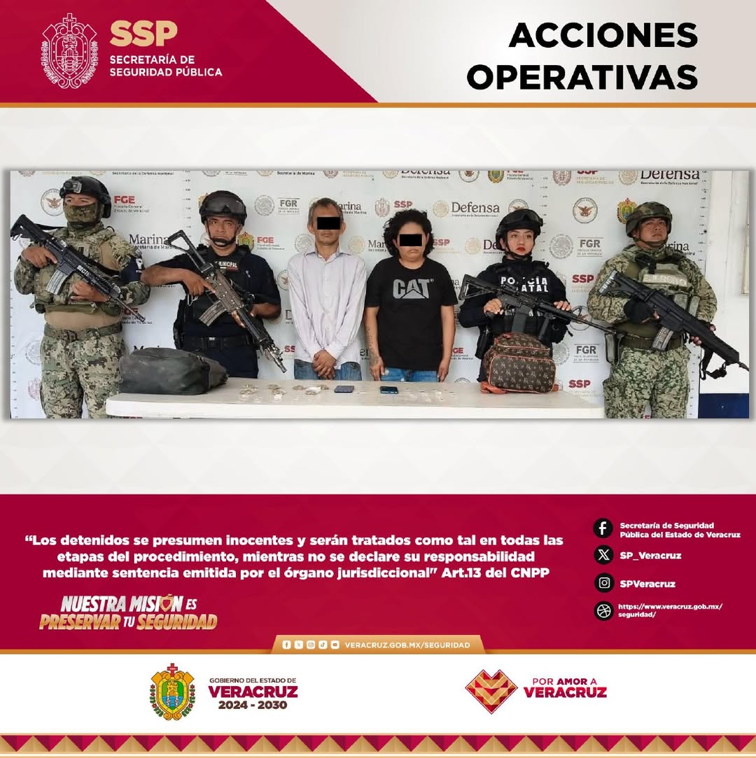 Nueve personas detenidas y drogas aseguradas por la SSP Veracruz