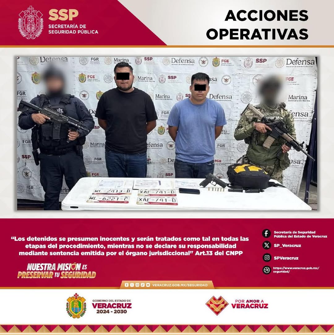 Detenidos por portación ilegal de armas de fuego en Veracruz