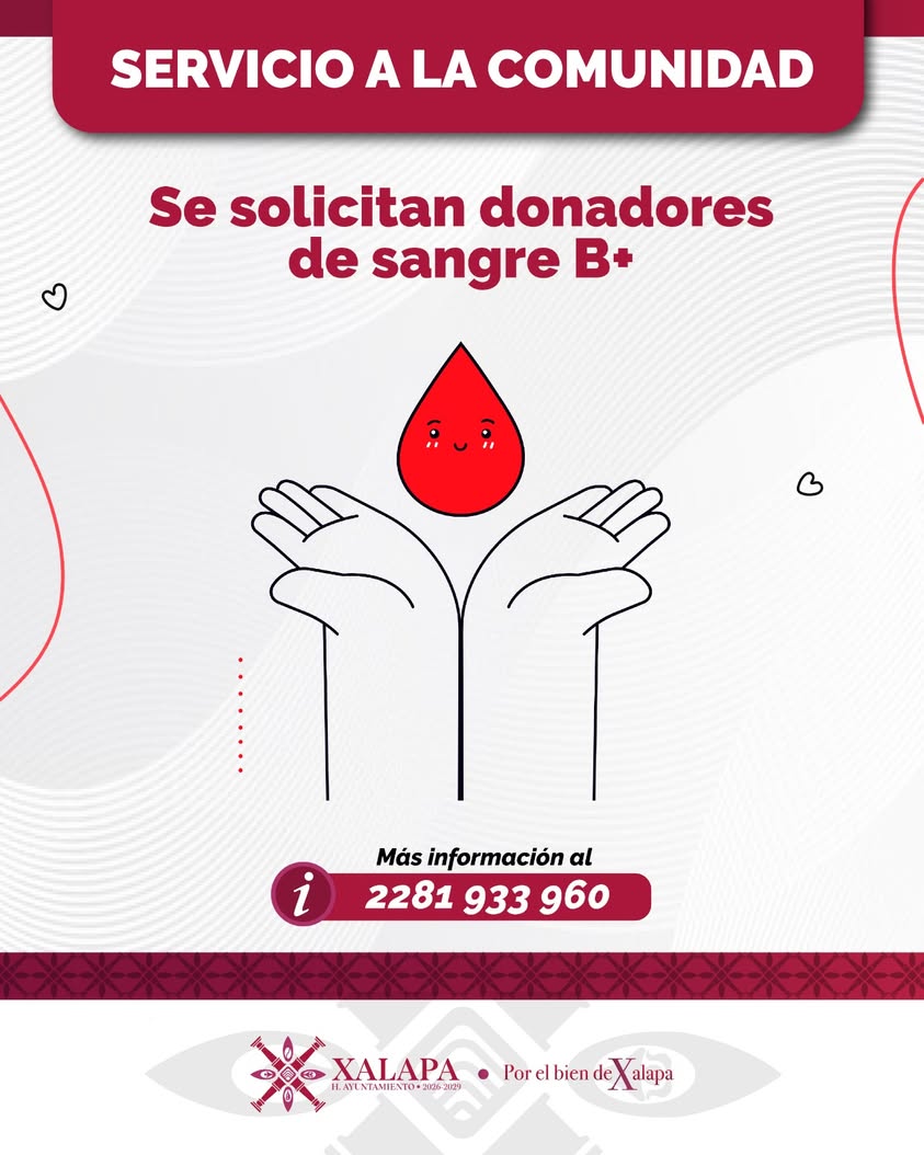 Llamado del Ayuntamiento de Xalapa para donar sangre