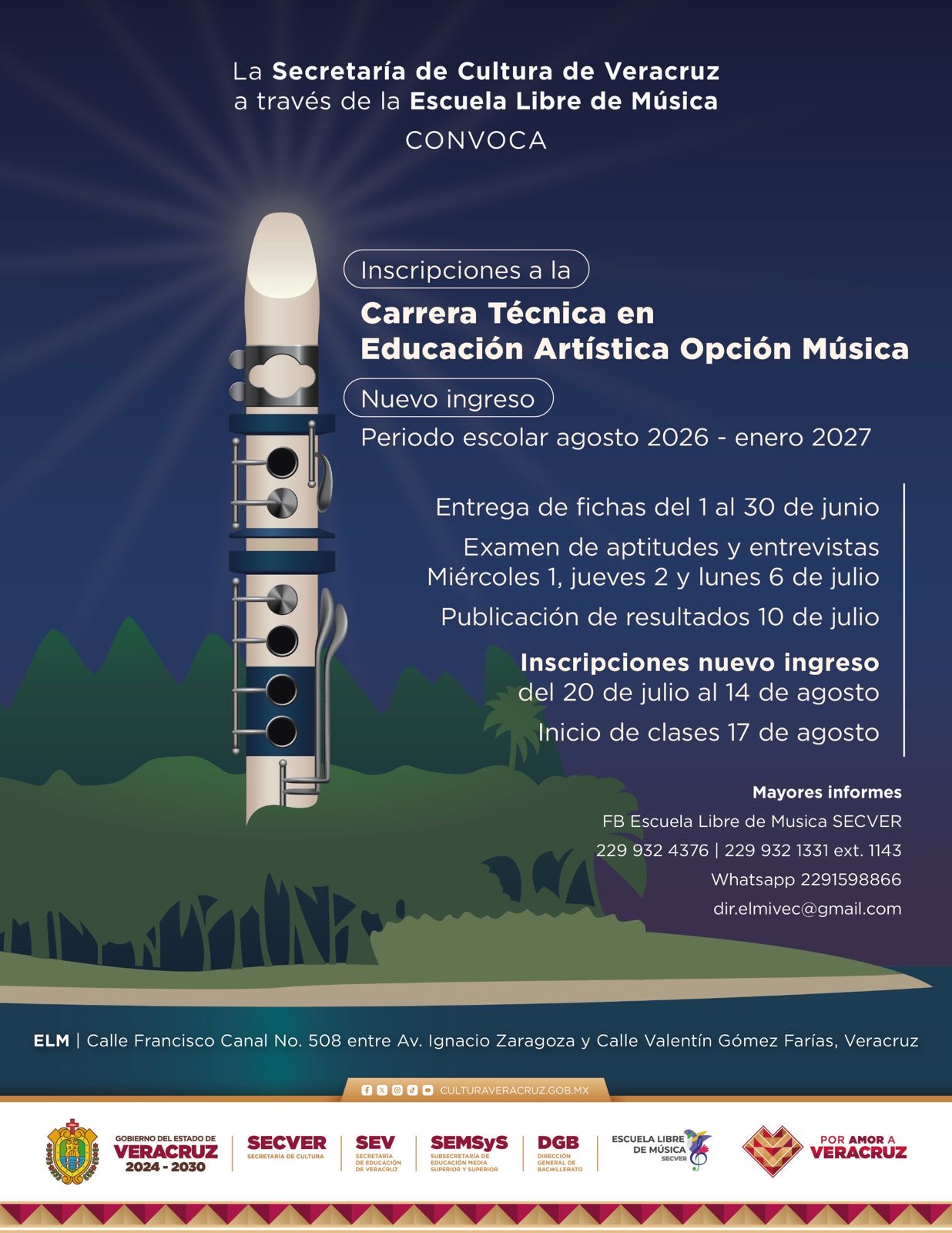 SECVER abre convocatoria para Escuela Libre de Música 2026