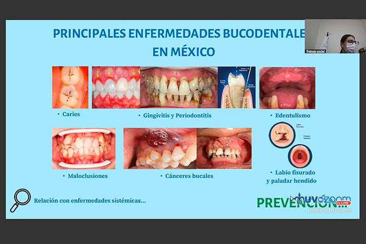 Génesis Lagunes Trujillo, cirujana dentista del SAISUV, durante su charla virtual sobre salud bucal integral