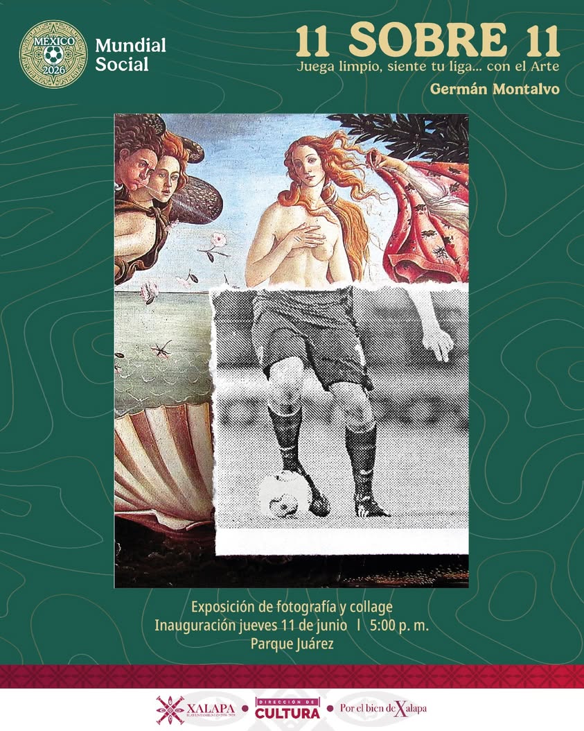 Inauguración de la exposición de collage '11 sobre 11' del diseñador Germán Montalvo en el Parque Juárez de Xalapa