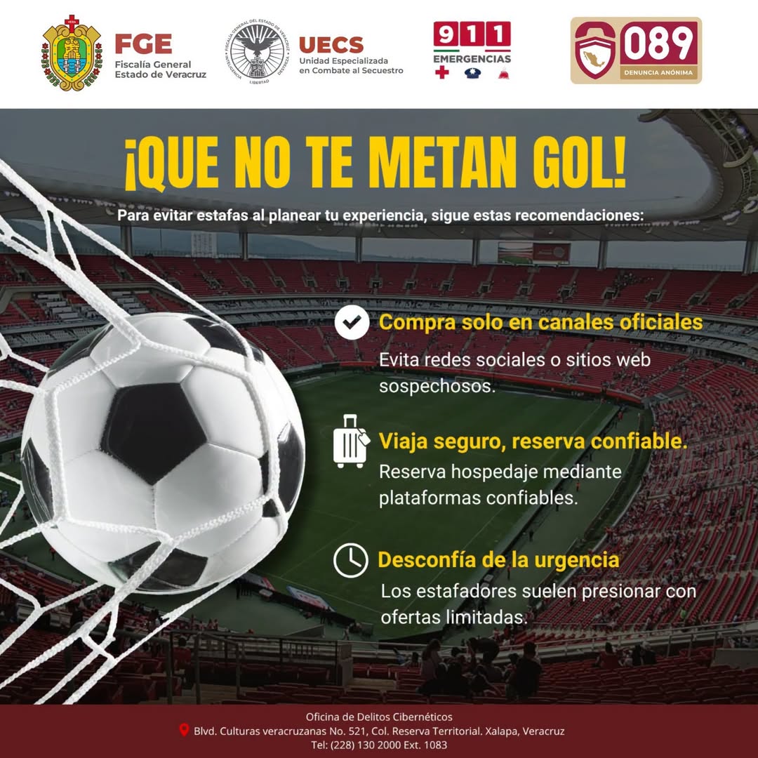 Recomendaciones de ciberseguridad para el Mundial 2026 emitidas por la Fiscalía de Veracruz