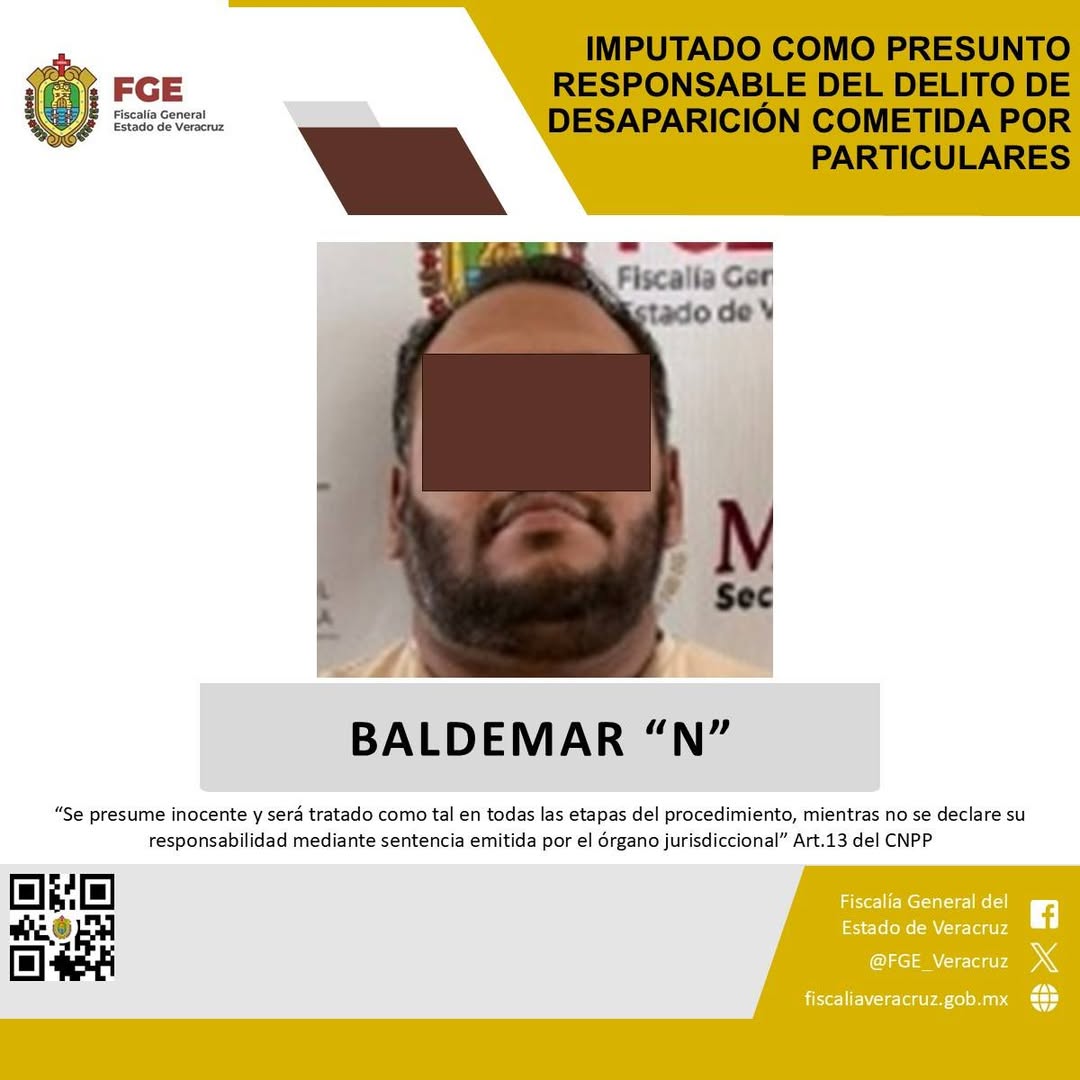 Fiscalía imputa a Baldomar N por desaparición en Xalapa