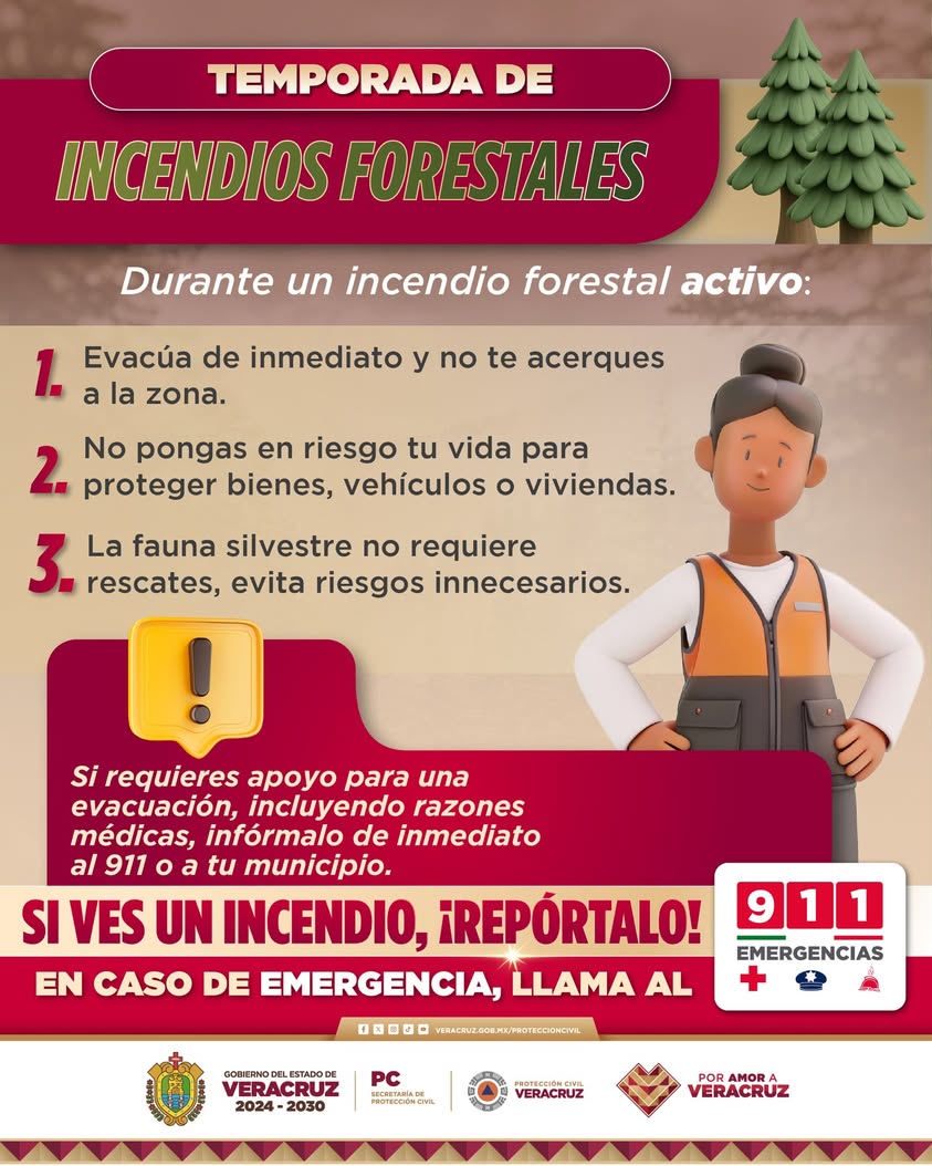 Recomendaciones de Protección Civil para incendios activos