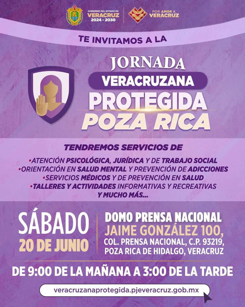 Cartel de la Jornada Veracruzana Protegida organizada por la Fiscalía General del Estado en Poza Rica