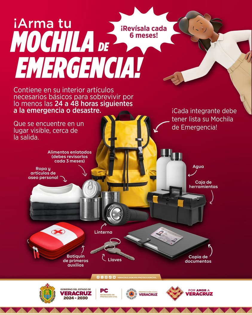 mochila-de-emergencia-proteccion-civil Mochila de emergencia recomendada por Protección Civil Veracruz