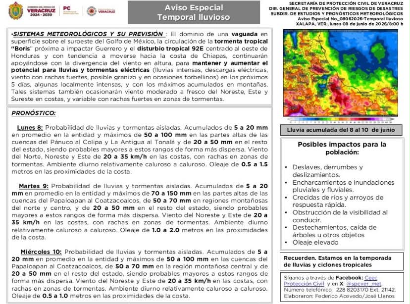 Gobernadora Rocío Nahle informa activación de monitoreo por lluvias en Veracruz
