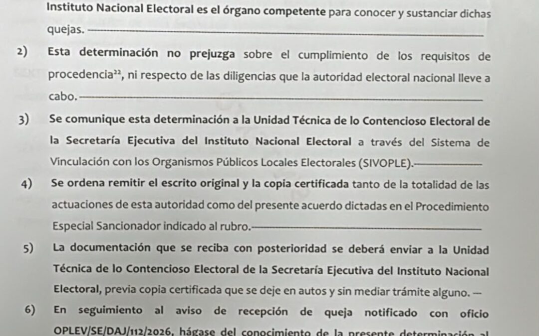 OPLE rechaza queja del PAN contra Eduardo Vega