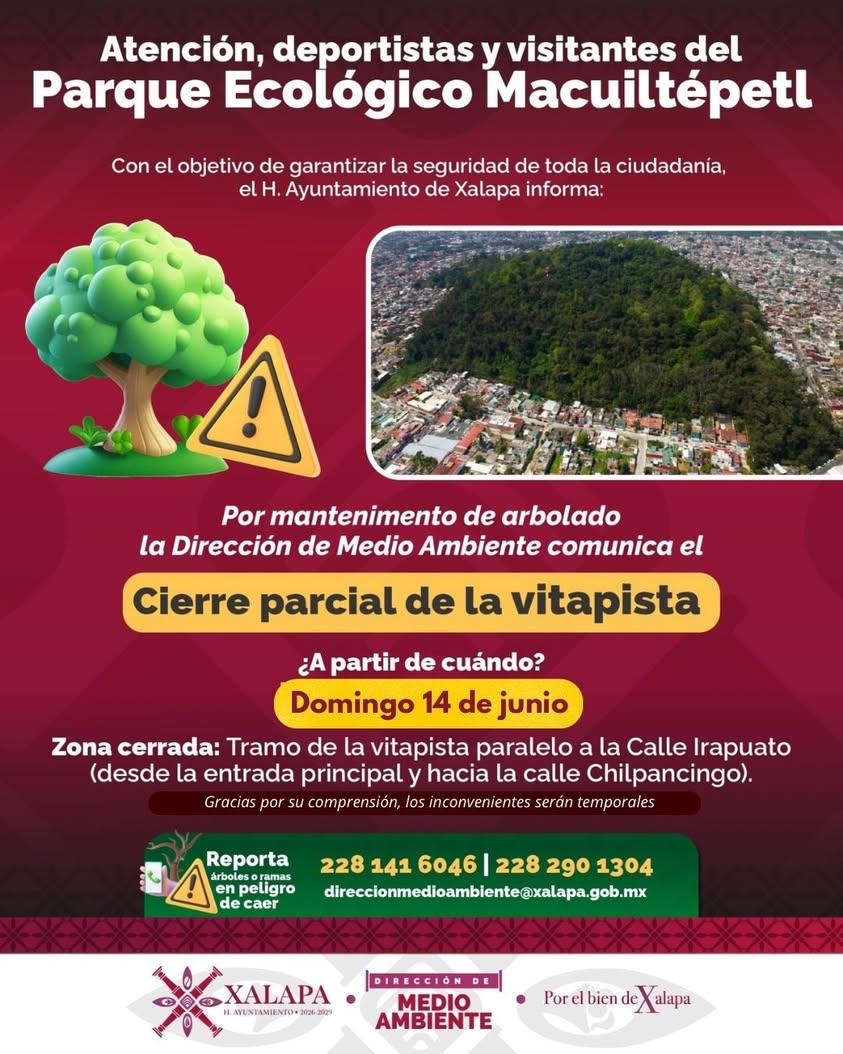 Vitapista del Parque Macuiltépetl cerrada parcialmente por mantenimiento