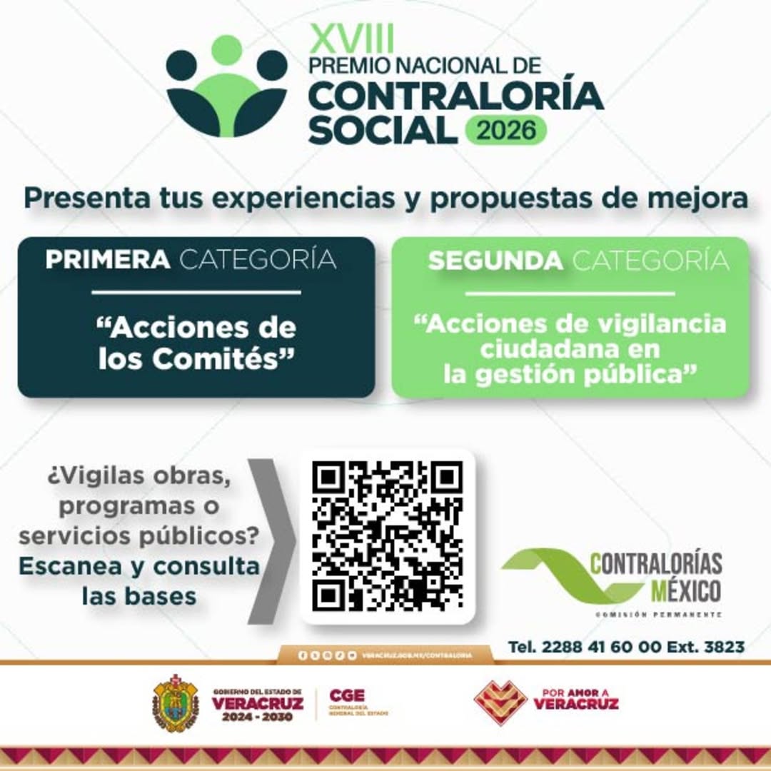 Convocatoria al Premio Nacional de Contraloría Social 2026 en Veracruz