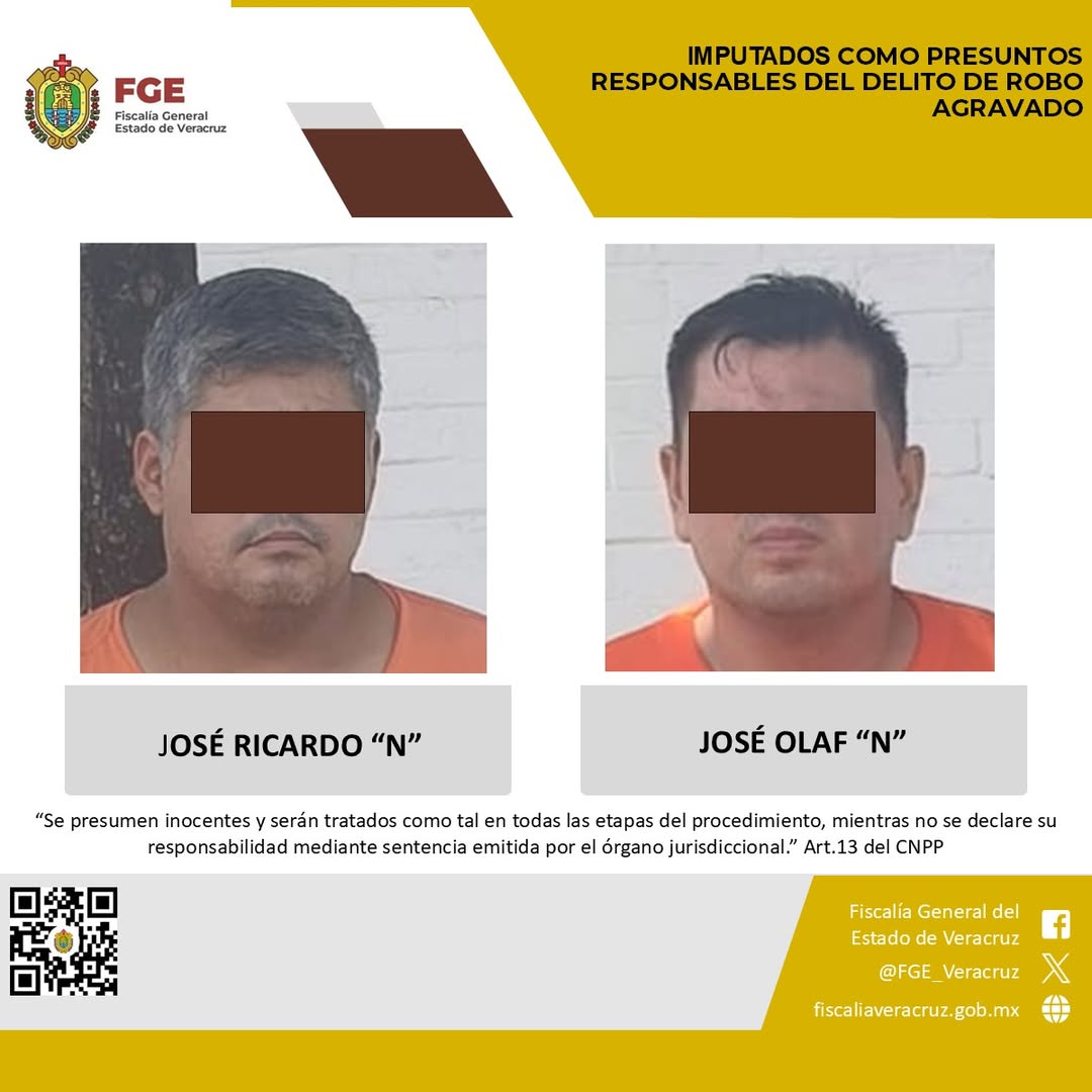 Fiscalía General del Estado de Veracruz anuncia prisión preventiva por robo agravado en Boca del Río
