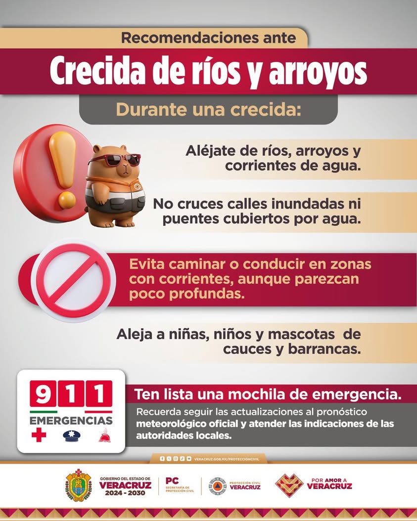 proteccion-civil-rio-crecido Río crecido en Veracruz, advertencia de Protección Civil