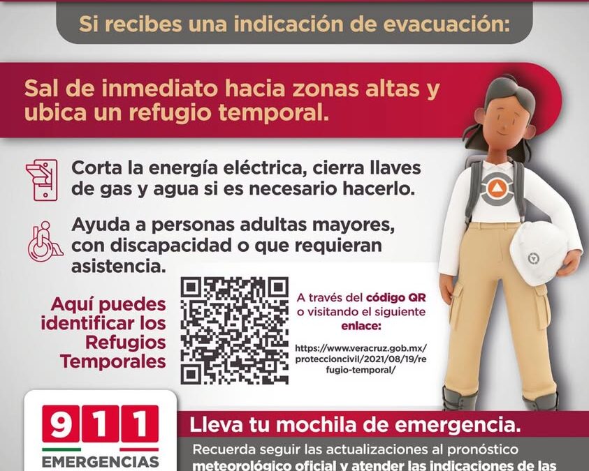 Protección Civil recomienda ubicar refugios temporales y seguir indicaciones