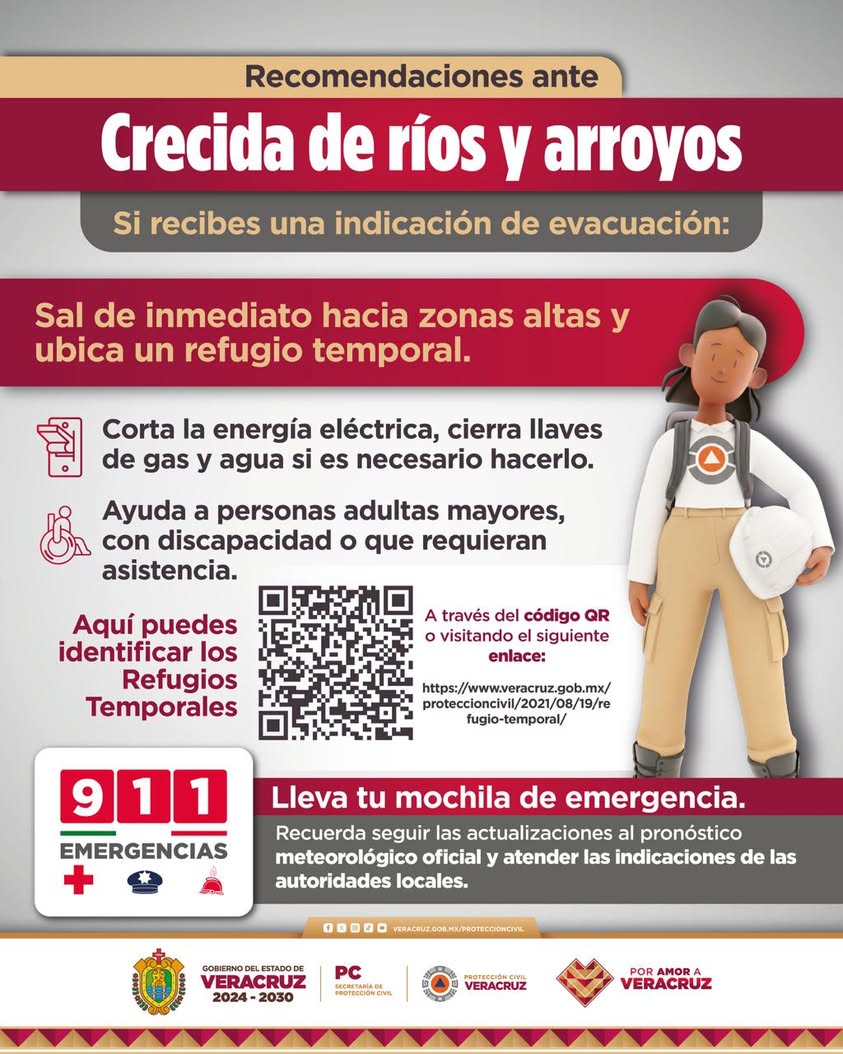 Señalización de refugio temporal en Veracruz