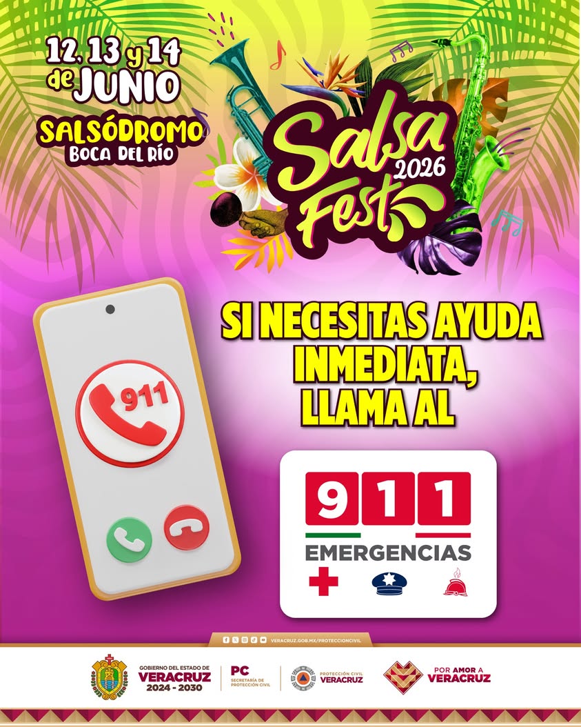 Cartel del Salsa Fest con recomendaciones de Protección Civil Veracruz