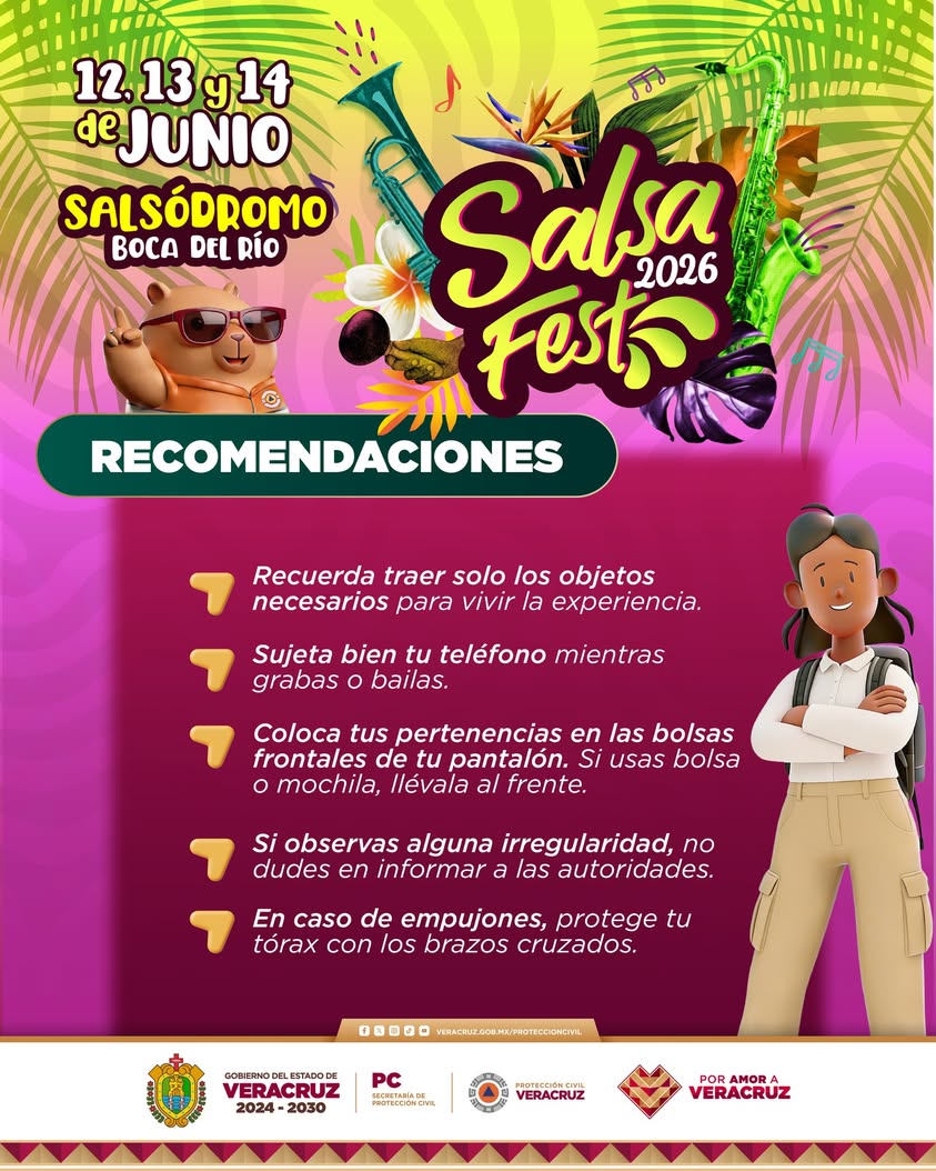 Inicio del Salsa Fest con recomendaciones de Protección Civil en Veracruz