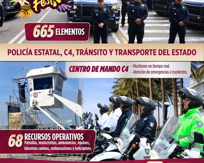 Despliegan 665 elementos de seguridad para el SalsaFest2026 en Veracruz