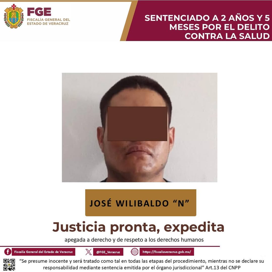 Sentencia condenatoria por delito contra la salud en Fortín, Veracruz