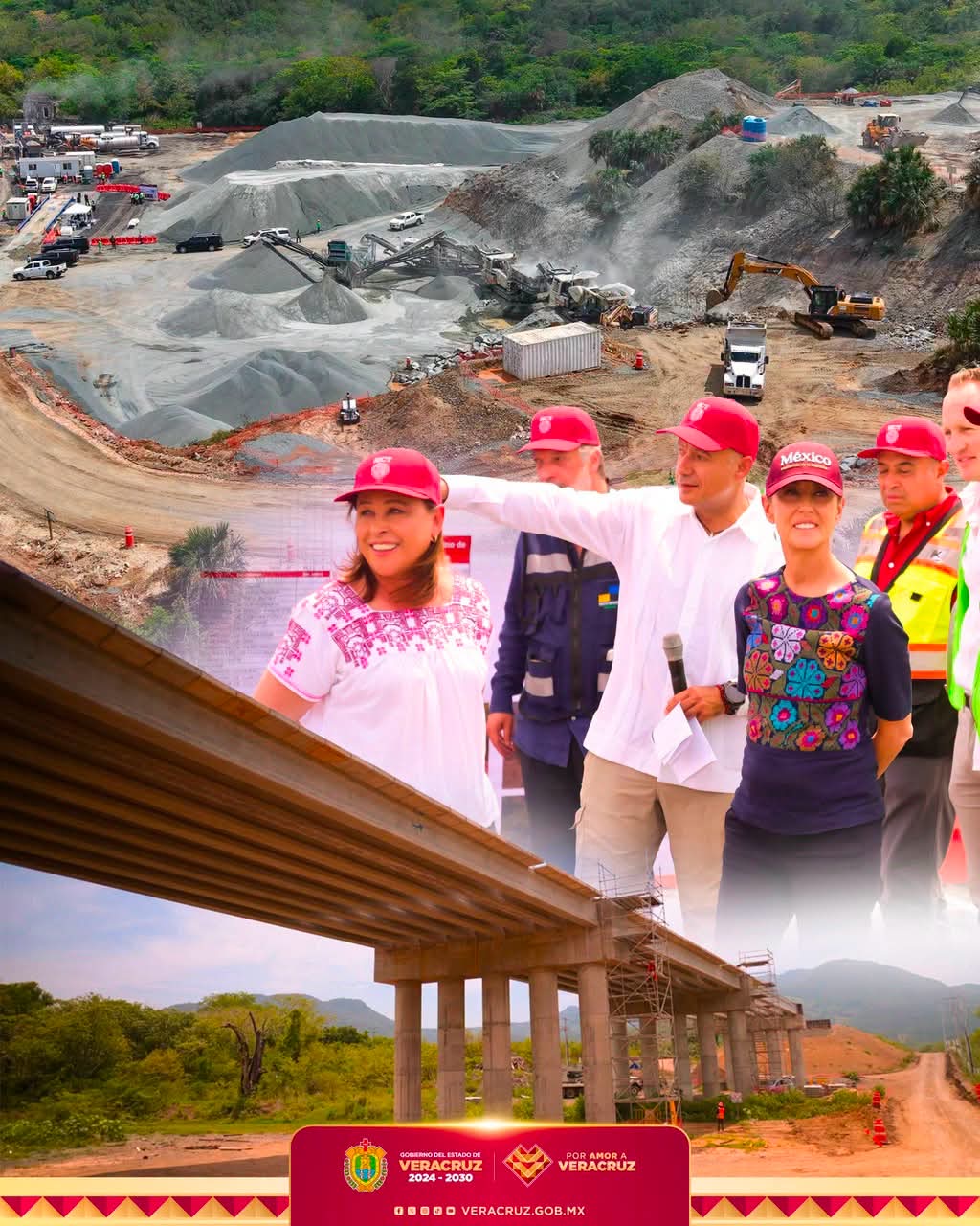 Presidenta Claudia Sheinbaum y gobernadora Rocío Nahle supervisan avance en tramo Laguna Verde
