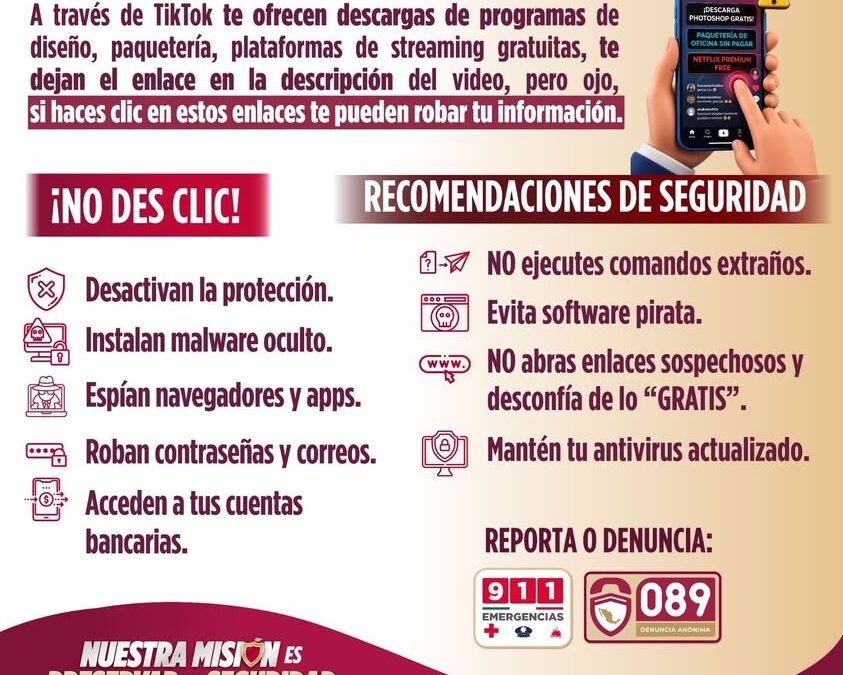 SSP Veracruz alerta sobre enlaces falsos en TikTok que roban datos