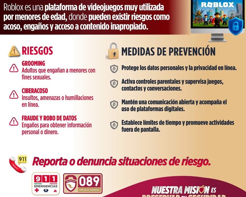 SSP Veracruz alerta sobre riesgos en plataformas como Roblox para menores