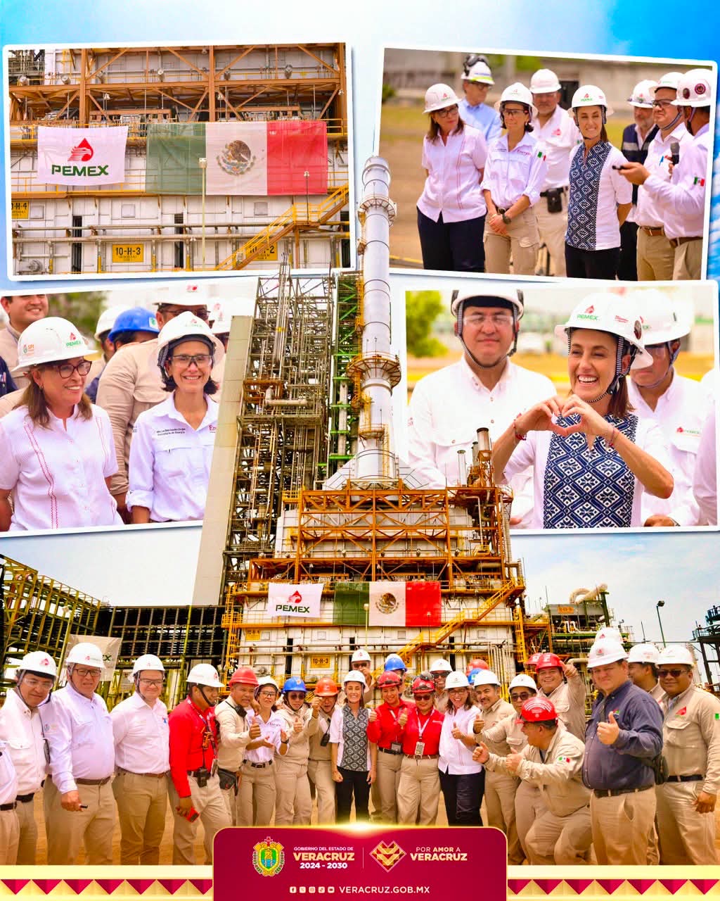 Gobernadora Rocío Nahle y presidenta Claudia Sheinbaum supervisan obras en Complejo Cangrejera