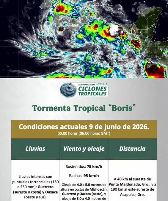 Tormenta tropical Boris continúa lento desplazamiento cerca de costas mexicanas