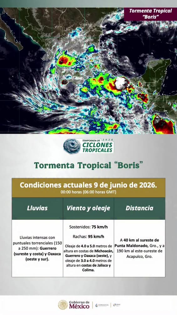 Tormenta tropical Boris cerca de costas mexicanas