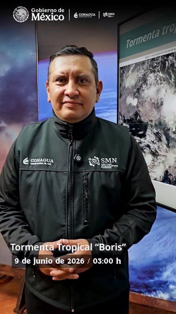 Mapa de trayectoria de la Tormenta Tropical Boris que ingresó a tierra entre Guerrero y Oaxaca