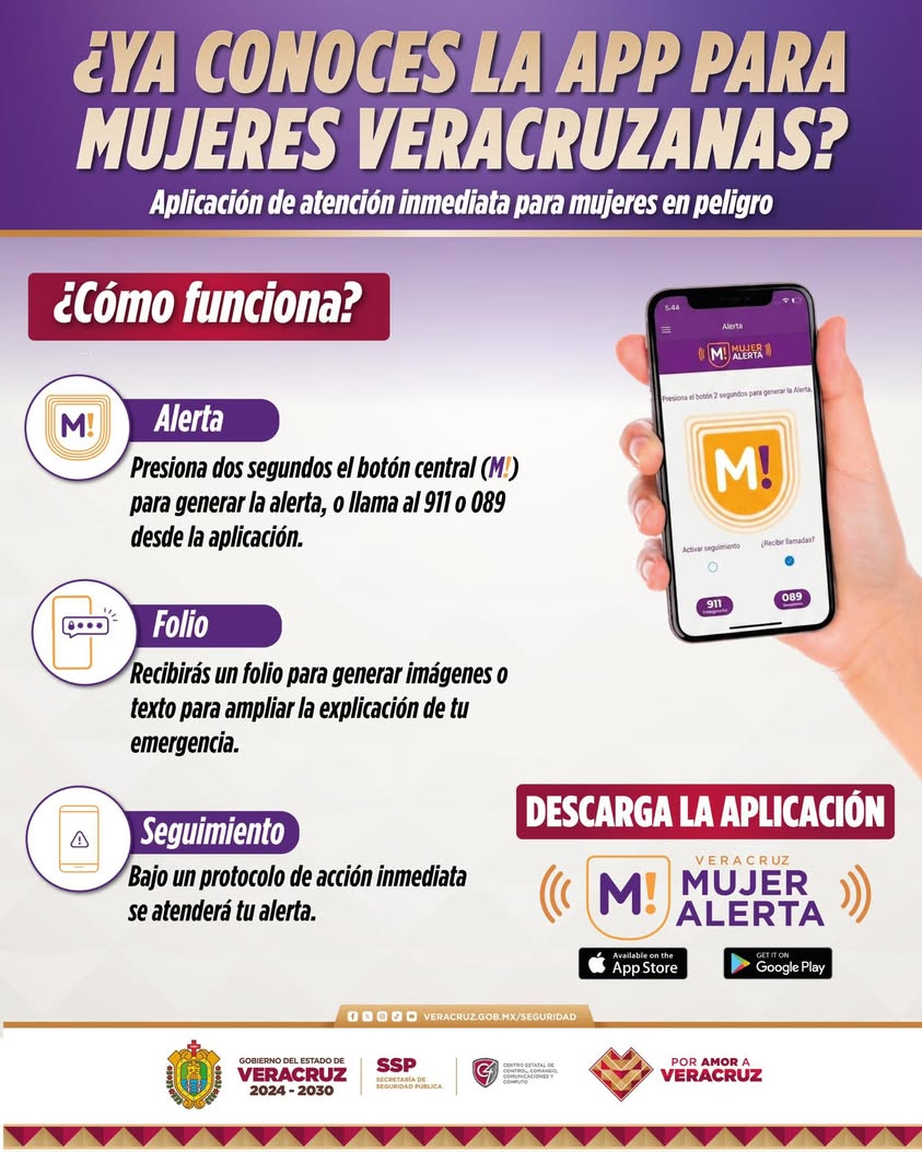 Pantalla de la aplicación Veracruz Mujer Alerta