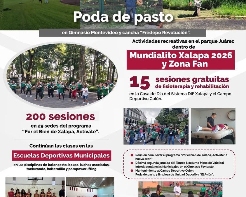 Xalapa impulsa deporte con mantenimiento y Mundialito 2026