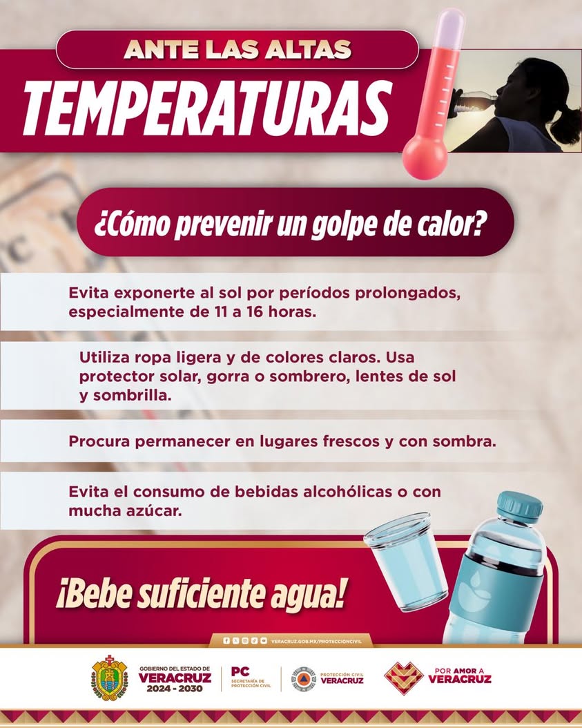 altas-temperaturas-veracruz-proteccion-civil Gráfico de Protección Civil Veracruz con recomendaciones para altas temperaturas