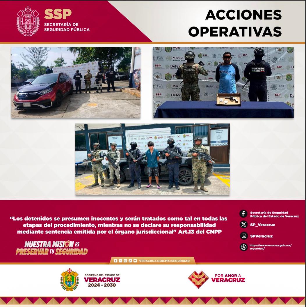 Operativo de seguridad en Veracruz con aseguramiento de hidrocarburo y detenciones