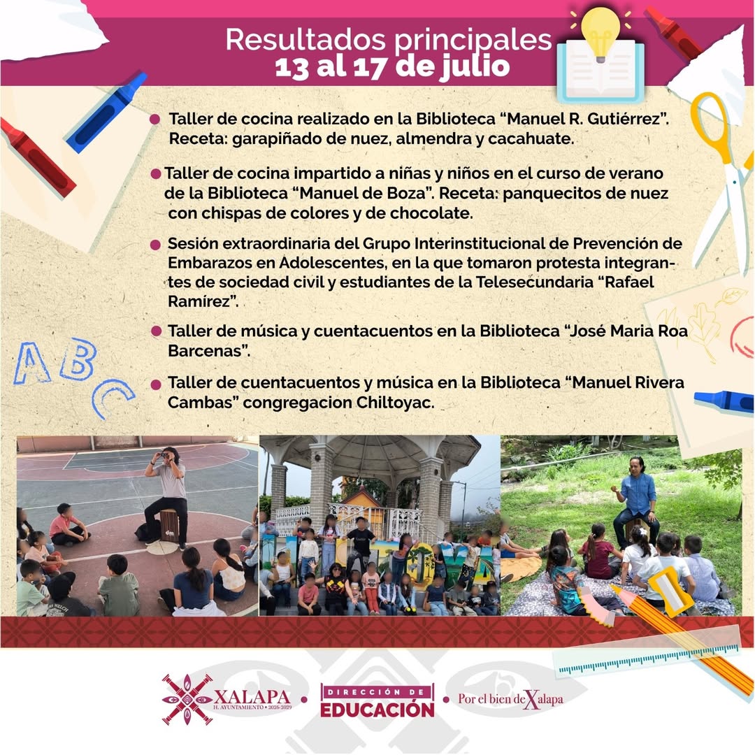 Actividades educativas en bibliotecas municipales de Xalapa