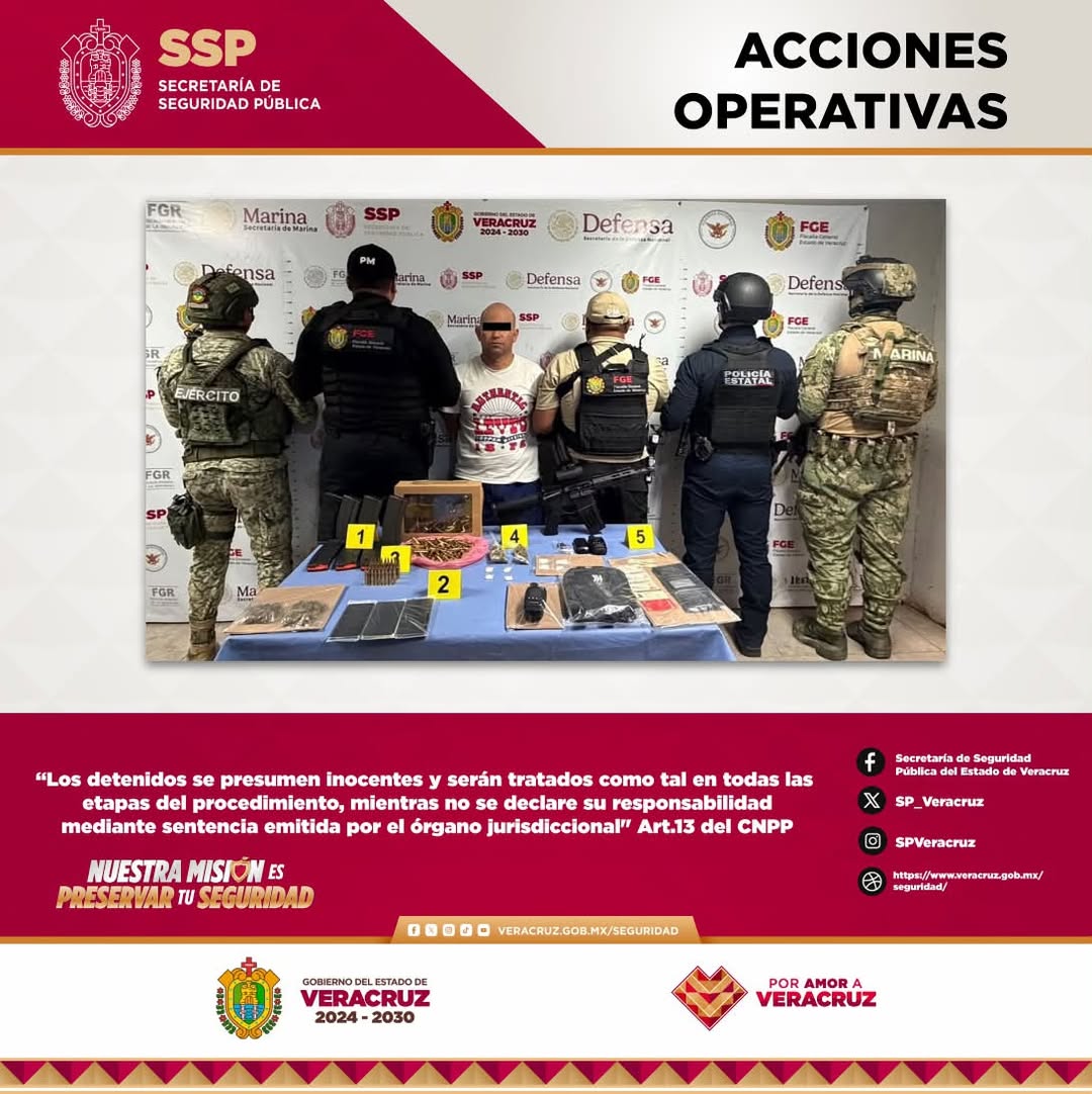 Elementos de seguridad durante operativo de cateo en Veracruz