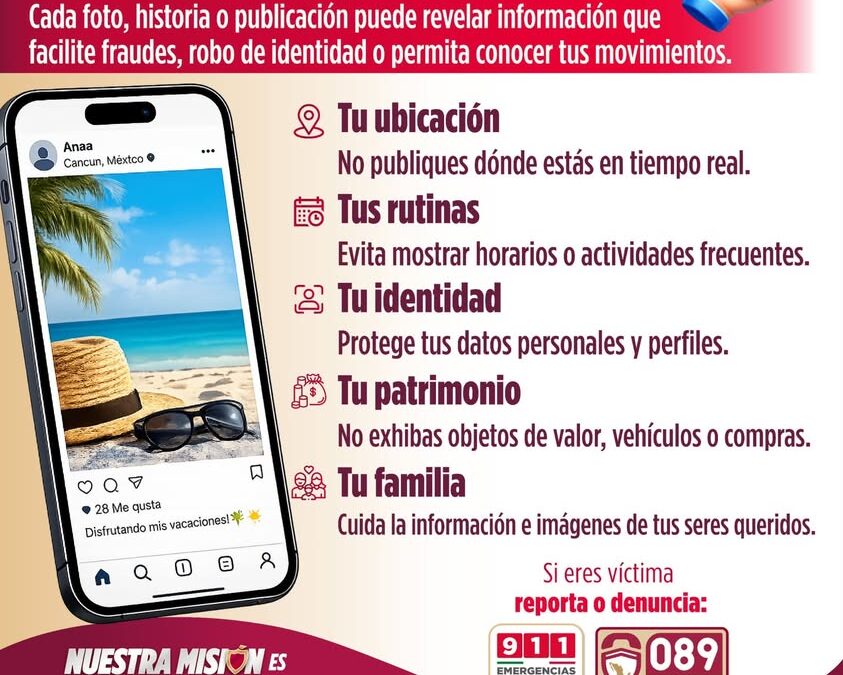 SSP Veracruz alerta sobre riesgos al compartir vacaciones en redes sociales