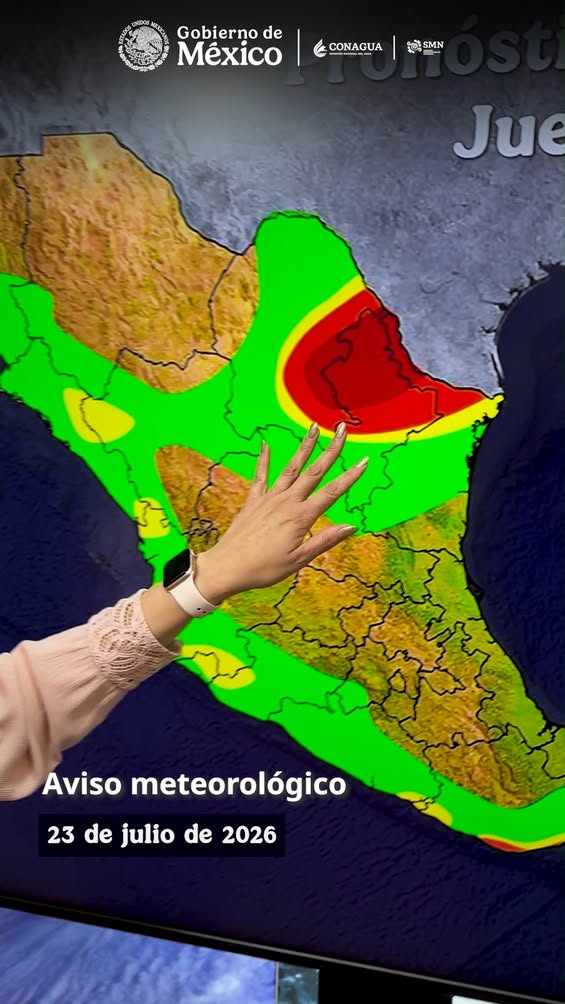 desprendimientos-nubosos-bertha-lluvias-intensas Mapa del Servicio Meteorológico Nacional mostrando desprendimientos nubosos del ciclón tropical Bertha en el noreste de México