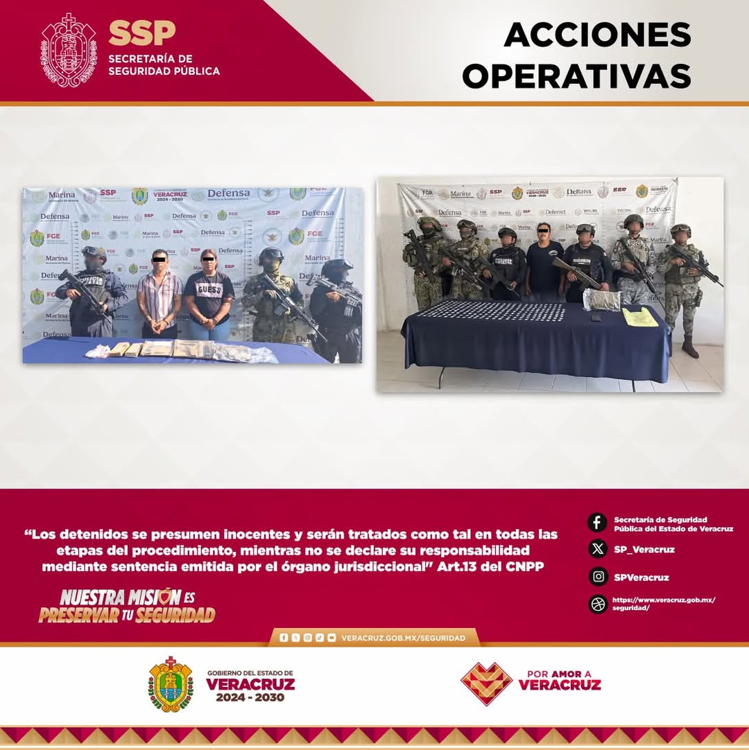 Operativo de seguridad en Veracruz detiene a 14 personas y asegura drogas y motocicletas