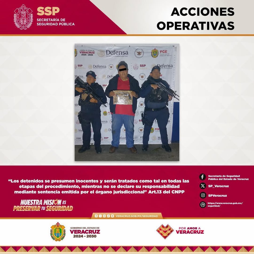 Detención por portación ilegal de arma de fuego en Veracruz