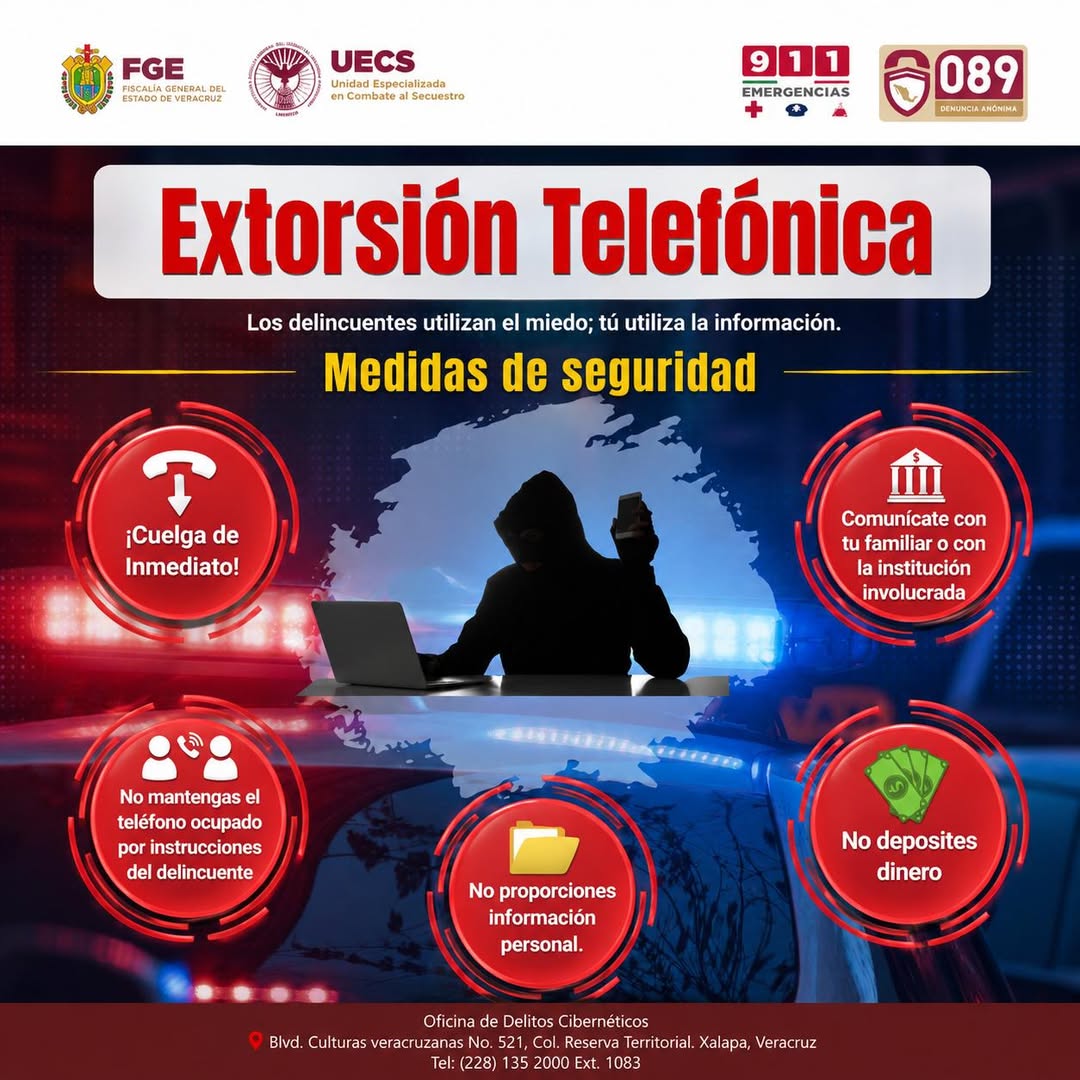 Teléfono fijo como símbolo de llamadas de extorsión en Veracruz